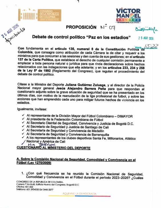 Este es el Proyecto de Ley que presentó el senador Víctor Manuel del Partido de la U - crédito Congreso de la República de Colombia