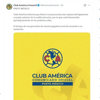 América confirmó lesión de Karen Luna (X/ @AmericaFemenil)