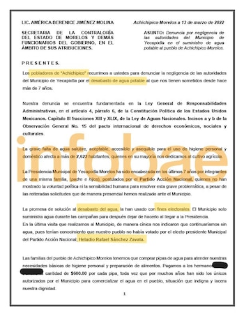 La población de Yecapixtla, integrada en su mayoría por agricultores, reportó desde 2022 que carecía del servicio para beber, cocinar y asearse, incluso durante la pandemia de COVID-19, sin una solución efectiva.
