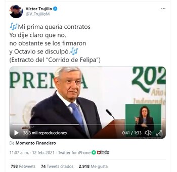 Tuit de Brozo donde escribió