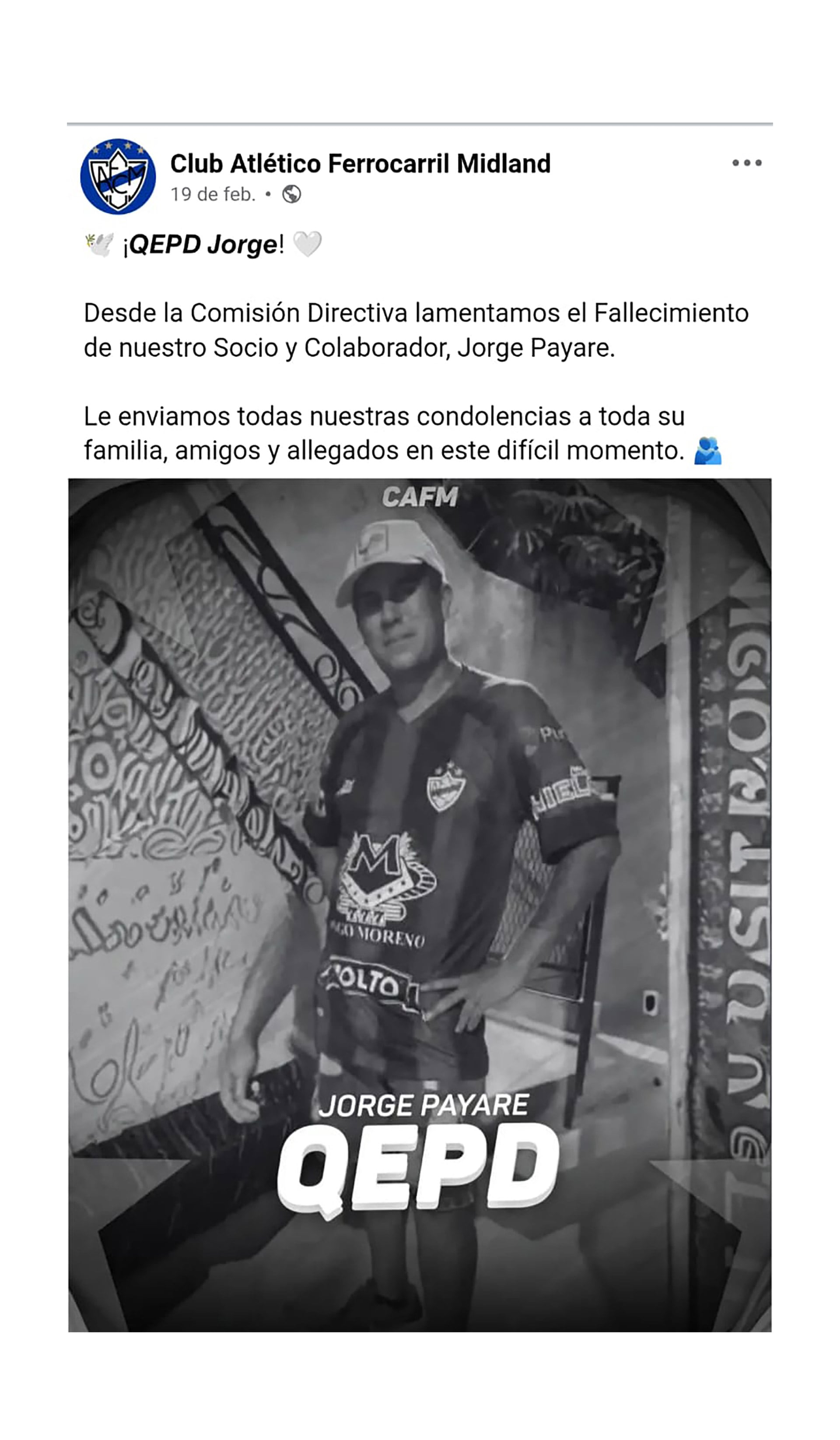 El mensaje de Midland en sus redes sociales para despedir al hincha asesinado