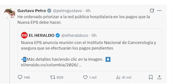 El presidente Gustavo Petro ordenó priorizar los pagos a la red hospitalaria pública de la Nueva EPS - crédito @petrogustavo/X