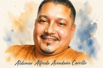 Un retrato con técnica de acuarela representa a Aldemar Alfredo Avendaño Carrillo - crédito