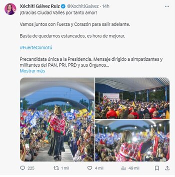 Xóchitl Gálvez visitó Ciudad Valles esta semana. | Captura de pantalla