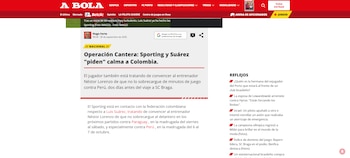 El diario más importante de Portugal explicó que el mismo jugador habría solicitado a la selección Colombia manejar las cargas físicas para su regreso al Sporting-crédito A Bola