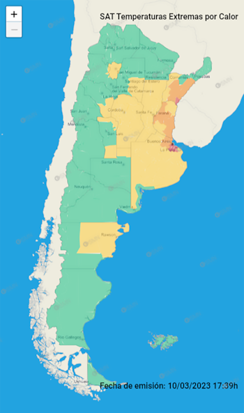 Mapa de alarmas por calor