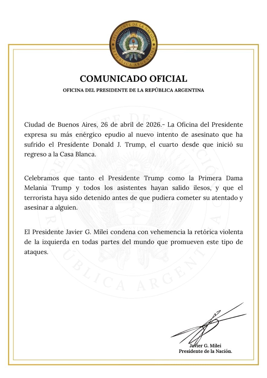El comunicado que fue emitido por la Oficina del Presidente esta madrugada