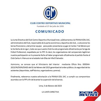 En el documento, le piden a la administración del club que permita a los jugadores presentarse ante Carlos Mannucci.