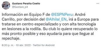 Publicación del periodista Gustavo Peralta