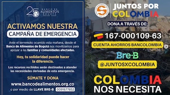 El Banco de Alimentos de Bogotá y la Fundación Solidaridad por Colombia coordinan la recolección y distribución de donaciones económicas y alimentarias para apoyar a las familias afectadas por el terremoto en diversas regiones del país - crédito bancodealimentosbgt, fundacionsolidaridadxcol / Instagram