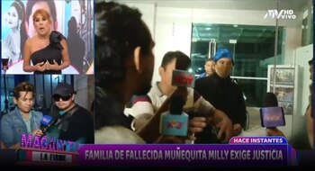 Doctor Fong salió de clínica donde falleció ‘Muñequita Milly’: Con gorro de médico, mascarilla, y custodiado por guardaespaldas. (Captura: Magaly TV La Firme)