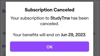 Al cancelar una suscripción en