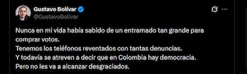 Gustavo Bolívar - crédito @GustavoBolivar/X