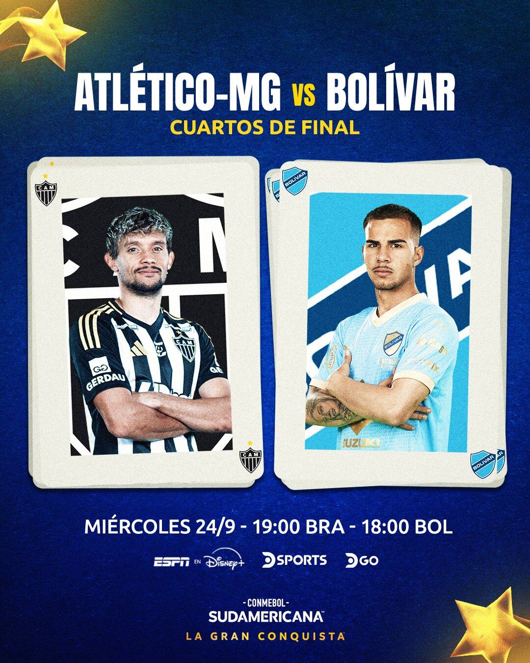 Atlético Mineiro se medirá con Bolívar por los cuartos de final de la Copa Sudamericana 2025