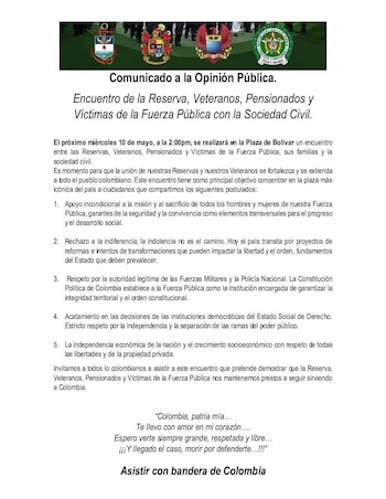 Comunicado a la opinión pública