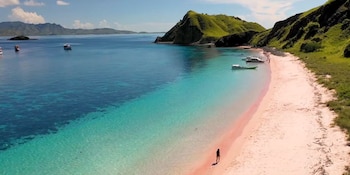 El acceso a Pink Beach está regulado para proteger el ecosistema y la visita se realiza mayormente desde Labuan Bajo, en la isla de Flores (Captura/YouTube)