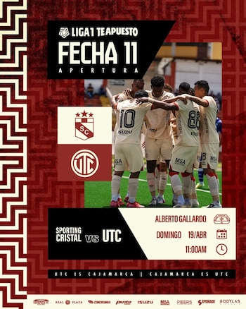 UTC busca regresar la victoria y aprovechar el frágil momento de Sporting Cristal en el torneo local. Crédito: Instagram UTC.