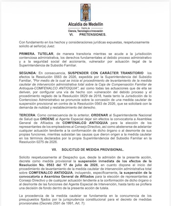La tutela presentada por la Alcaldía busca proteger los derechos al debido proceso administrativo y a la seguridad social mientras la jurisdicción contencioso-administrativa analiza el caso - crédito @FicoGutierrez/X