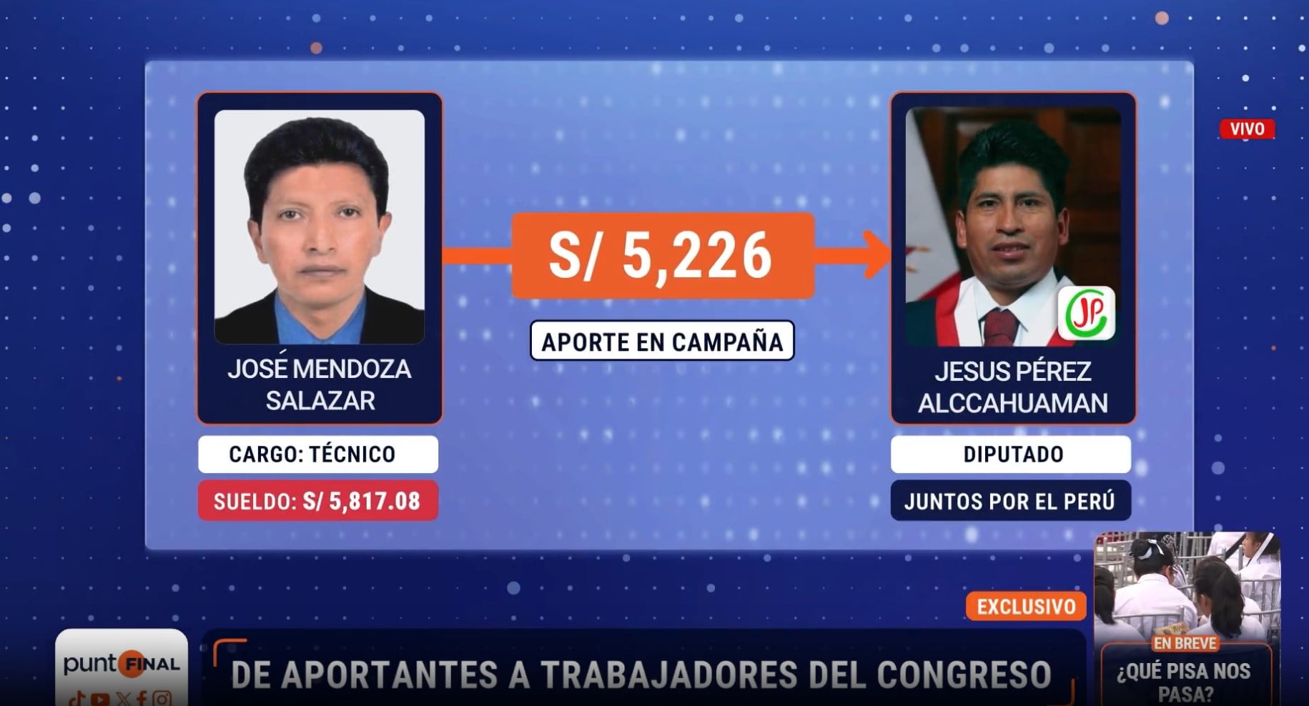 Aportaron dinero, camionetas y preservativos y ahora trabajan en el Congreso. Captura: Punto Final.