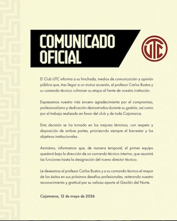 Carlos Bustos – UTC - Liga 1 – Perú – deportes – 12 mayo