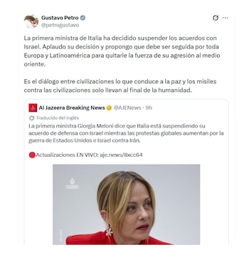 Gustavo Petro respaldó postura de Giorgia Meloni