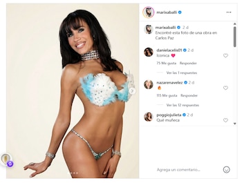 La foto de Carlos Paz mostró a Marixa Balli con un look en celeste y blanco, en sintonía con el clima mundialista y la bandera argentina