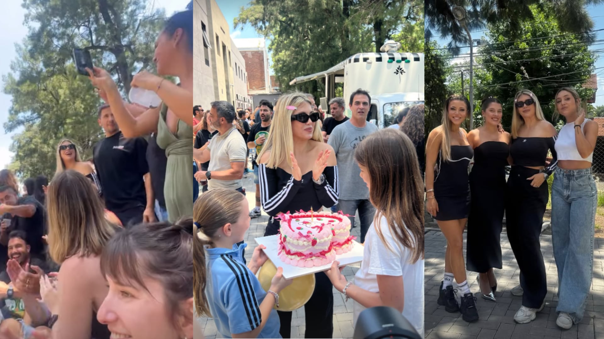 El festejo de Wanda Nara en los pasillos de MasterChef: torta de color rosa y pizzaparty