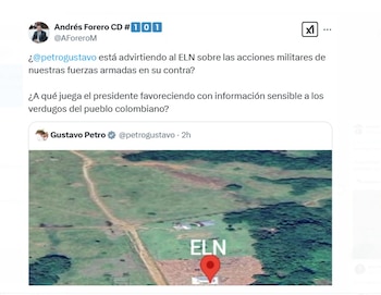 El representante Andrés Forero se mostró molesto por las publicaciones delicadas que hace el presidente Petro sobre el ELN - crédito @AForeroM/X
