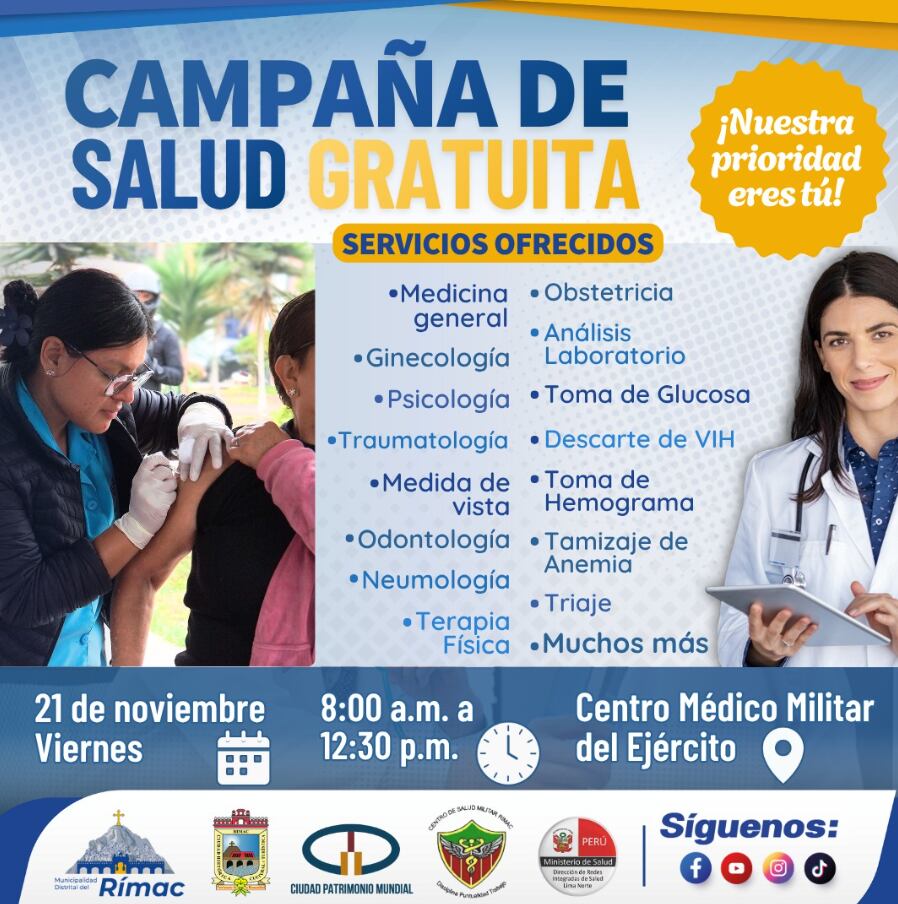 El programa incluye áreas clínicas y exámenes esenciales para identificar o prevenir enfermedades frecuentes - Créditos: Municipalidad del Rímac.