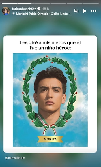 El diseño utiliza elementos visuales que evocan a los Niños Héroes, figuras históricas mexicanas, y retoma un tono humorístico al presentar a ‘Morita’ en ese contexto
(RS)