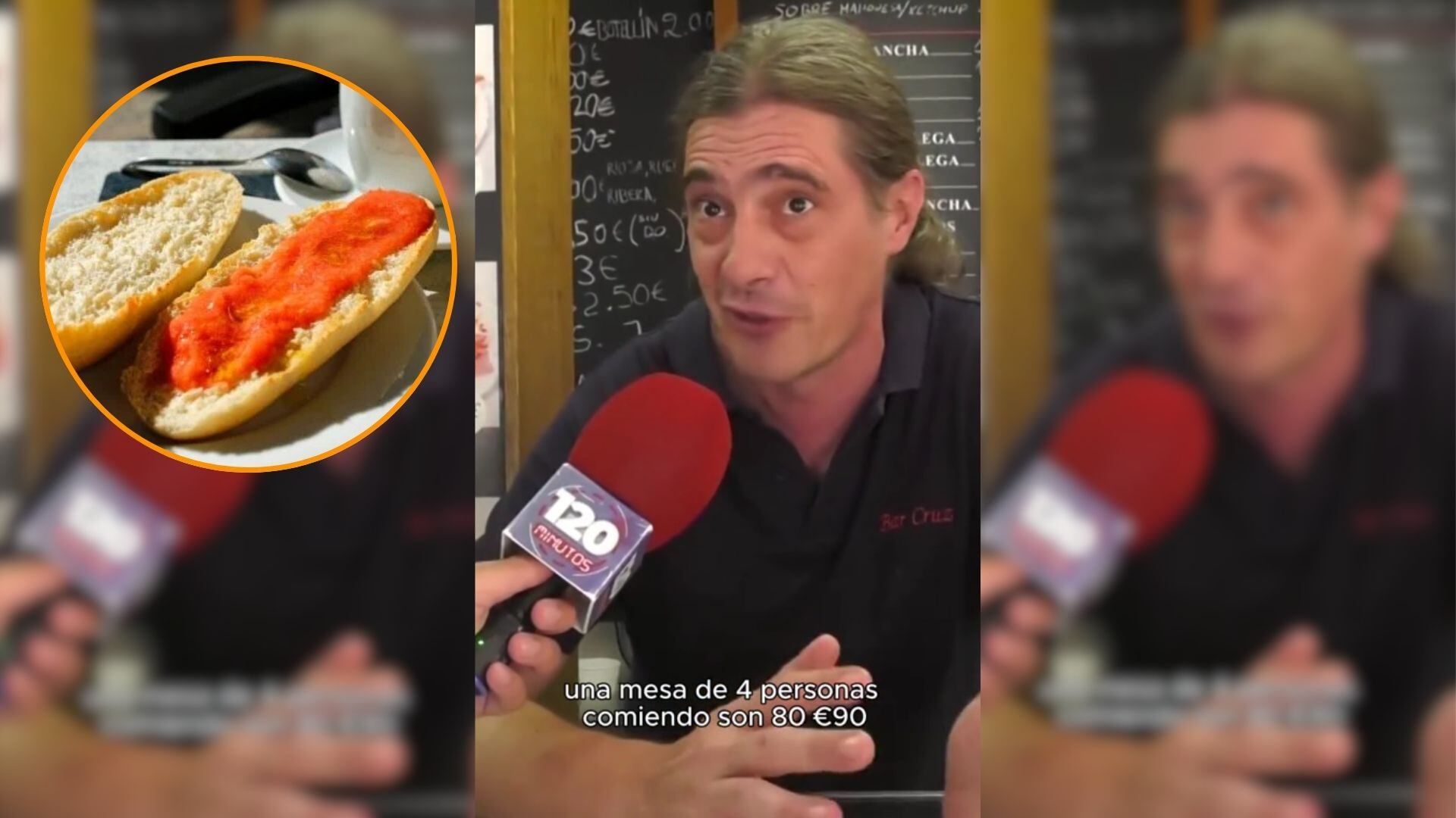 El dueño de un bar señala que a partir de las 12 solo guarda mesa para los extranjeros. (@telemadridoficial/ Canva)