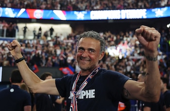 Luis Enrique celebrando la victoria