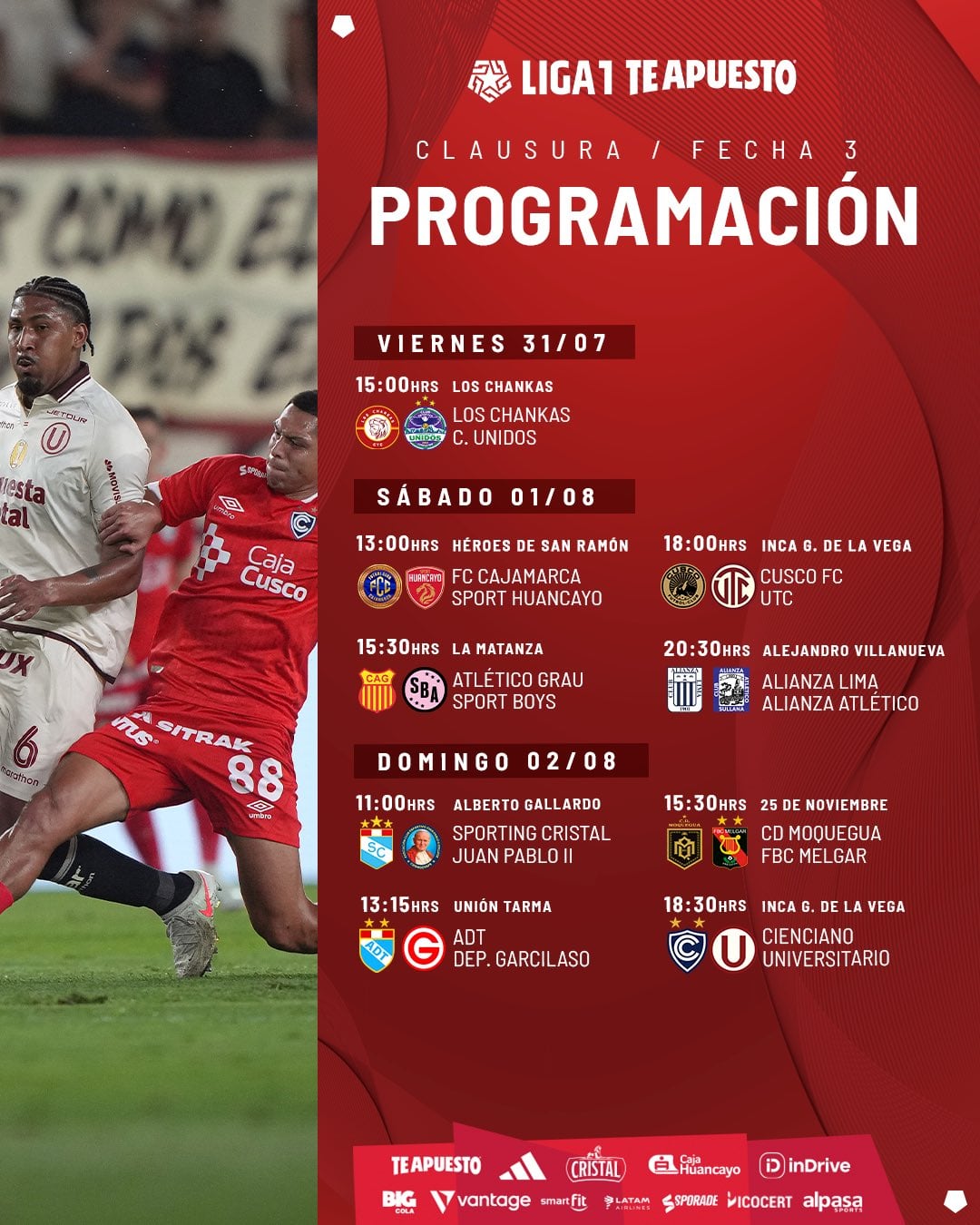 Así se jugará la fecha 3 del Torneo Clausura 2026.