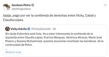 El presidente Gustavo Petro señaló que Claudia López, María Fernanda Cabal y Vicky Dávila podrían ser candidatas presidenciales de la derecha