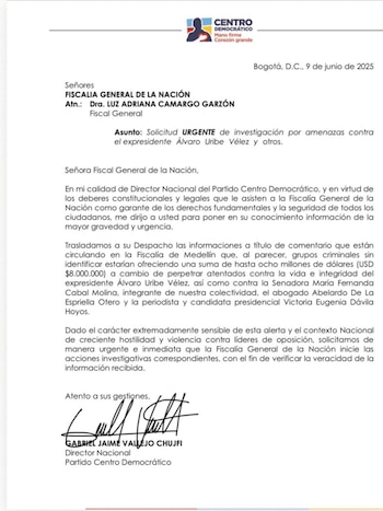 Centro Democrático alertó sobre presuntas