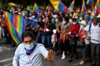 Yaku Perez liderando una marcha