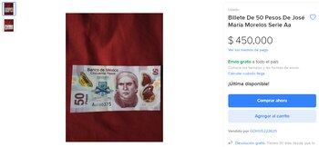 Billete 50 pesos. Mercado Libre