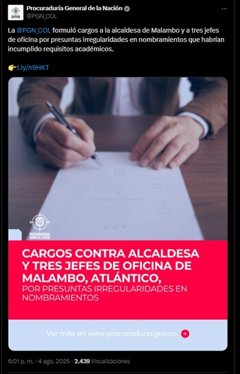 La entidad formuló cargos en