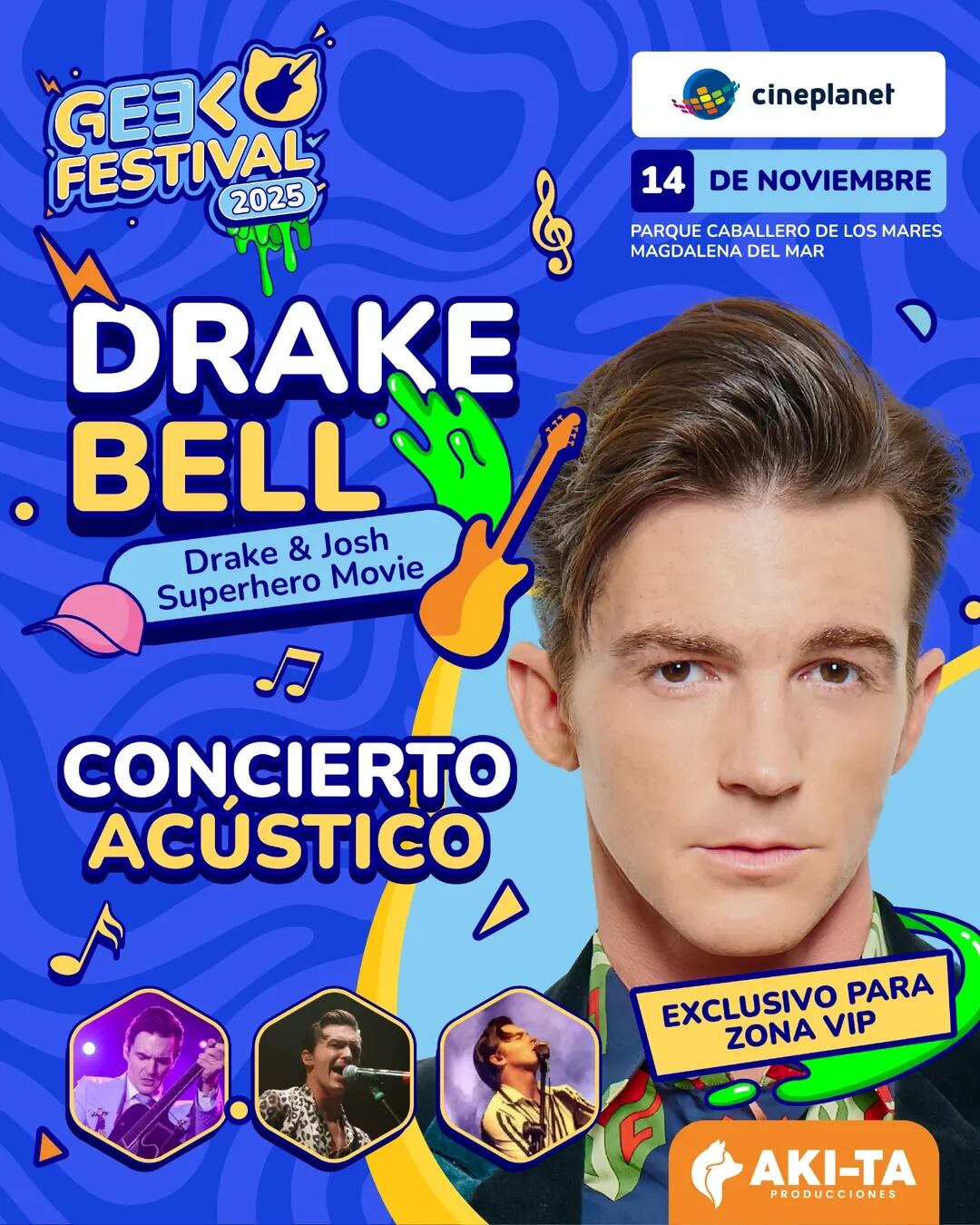 Drake Bell regresa a Lima con concierto acústico en el Geek Festival 2025.