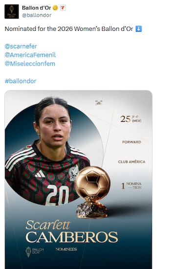 Es oficial la nominación de la futbolista mexicana en este prestigioso evento.