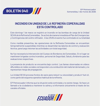 El comunicado de Petroecuador.