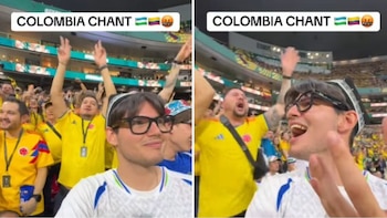 Hincha uzbeko se sorprendió ante los arengas colombianas en el estadio Azteca: su reacción quedó captada en video