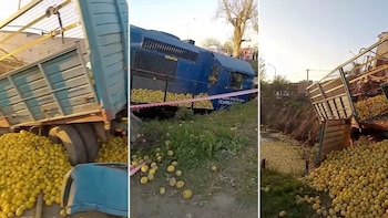 Violento choque entre un tren y un camión que transportaba limones en Tucumán