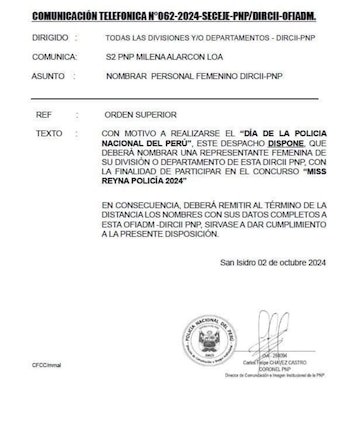 Comunicación de la PNP