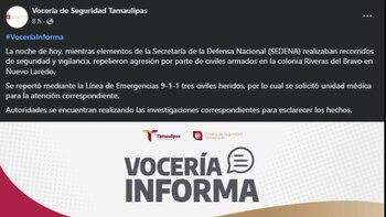 Autoridades de Tamaulipas reportaron tres