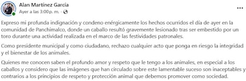Autoridades municipales cancelaron eventos de ‘capa y lazo’ tras la muerte del caballo en el jaripeo.