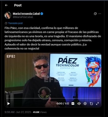 María Fernanda Cabal reaccionó a