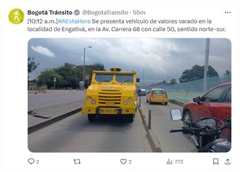 Bogotá Tránsito informa sobre un