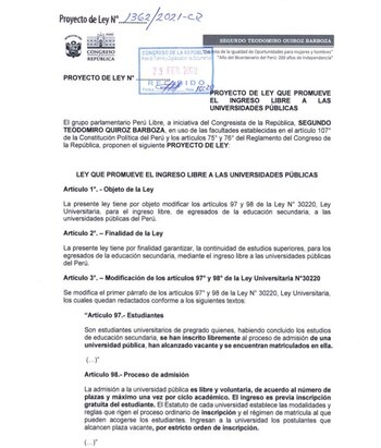 Proyecto de ley de Ingreso