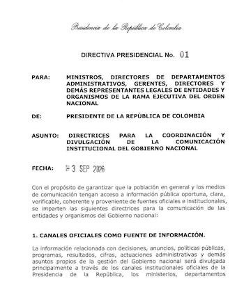 Manejo de comunicaciones del Gobierno de Abelardo de la Espriella - crédito suministrada